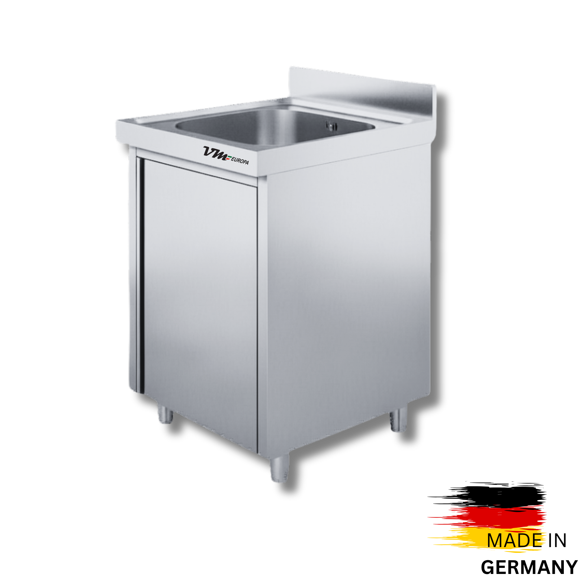 Edelstahl Spülschrank 1 Becken mittig, mit Aufkantung, Premium