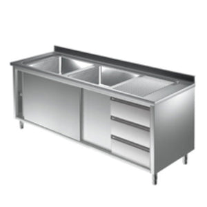 Spülschränke + 2 Becken, Edelstahlmöbel, Spültechnik, Schubladenschränke