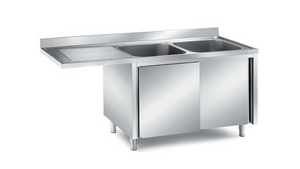 Spülmaschinenschränke 2 Becken, Edelstahlmöbel, Spültechnik, Spülmaschinenschränke