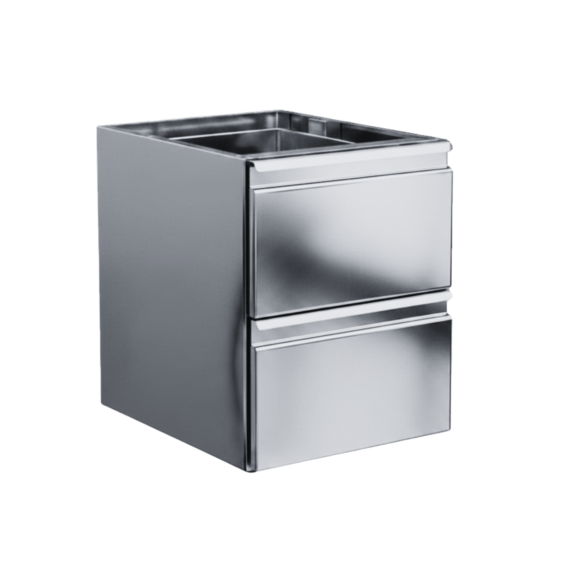 Edelstahl Schubladenblock Premium zweifach (2fach)  - 400 x 635 x 585 mm (B x L x H)