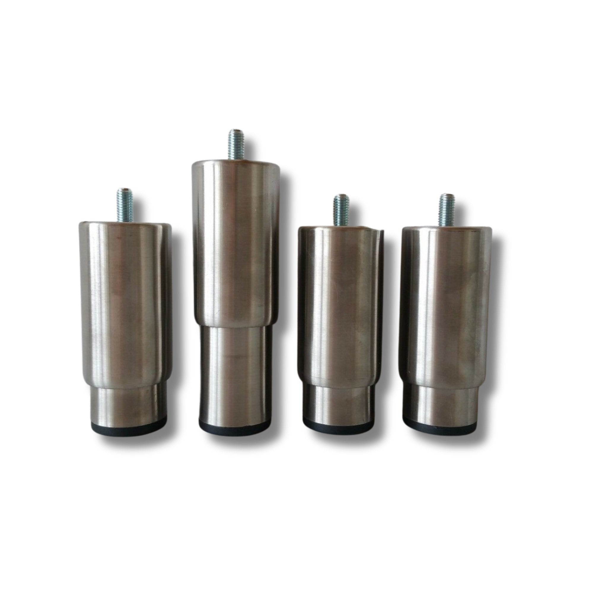 Gastro Standfuß 4er Set - 15 cm Höhe - Höhenverstellbar bis 5 cm - Edelstahllegierung AISI 304 - Grilltisch Zubereitungstisch Arbeitstisch Edelstahltisch Gastro Tisch