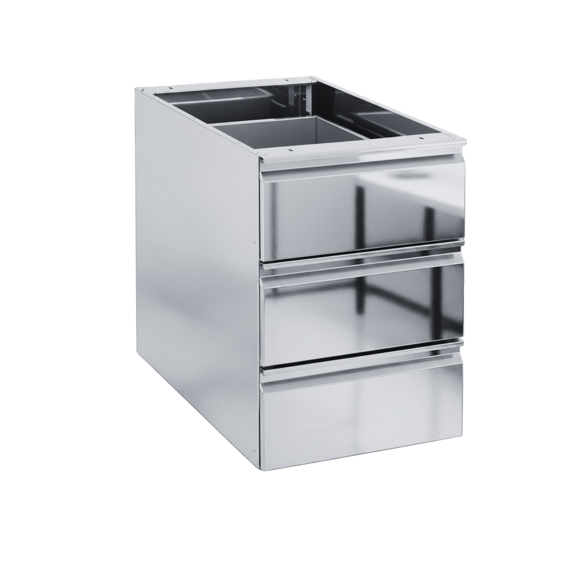 Edelstahl Schubladenblock Premium dreifach (3fach)  - 400 x 635 x 585 mm (B x L x H)