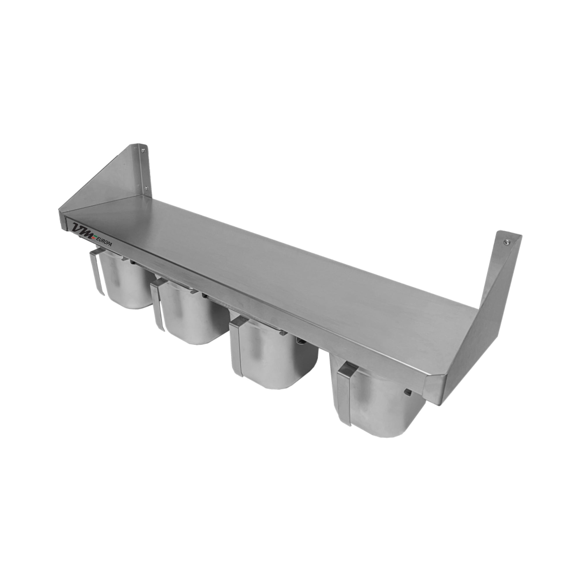 VM Europa - Edelstahl Gewürzbord - Einfach Montierbar - AISI 430 Legierung - Wandregal Küchenregal Gastro Edelstahlregal Wandablage Gewürzregal Gastronomie