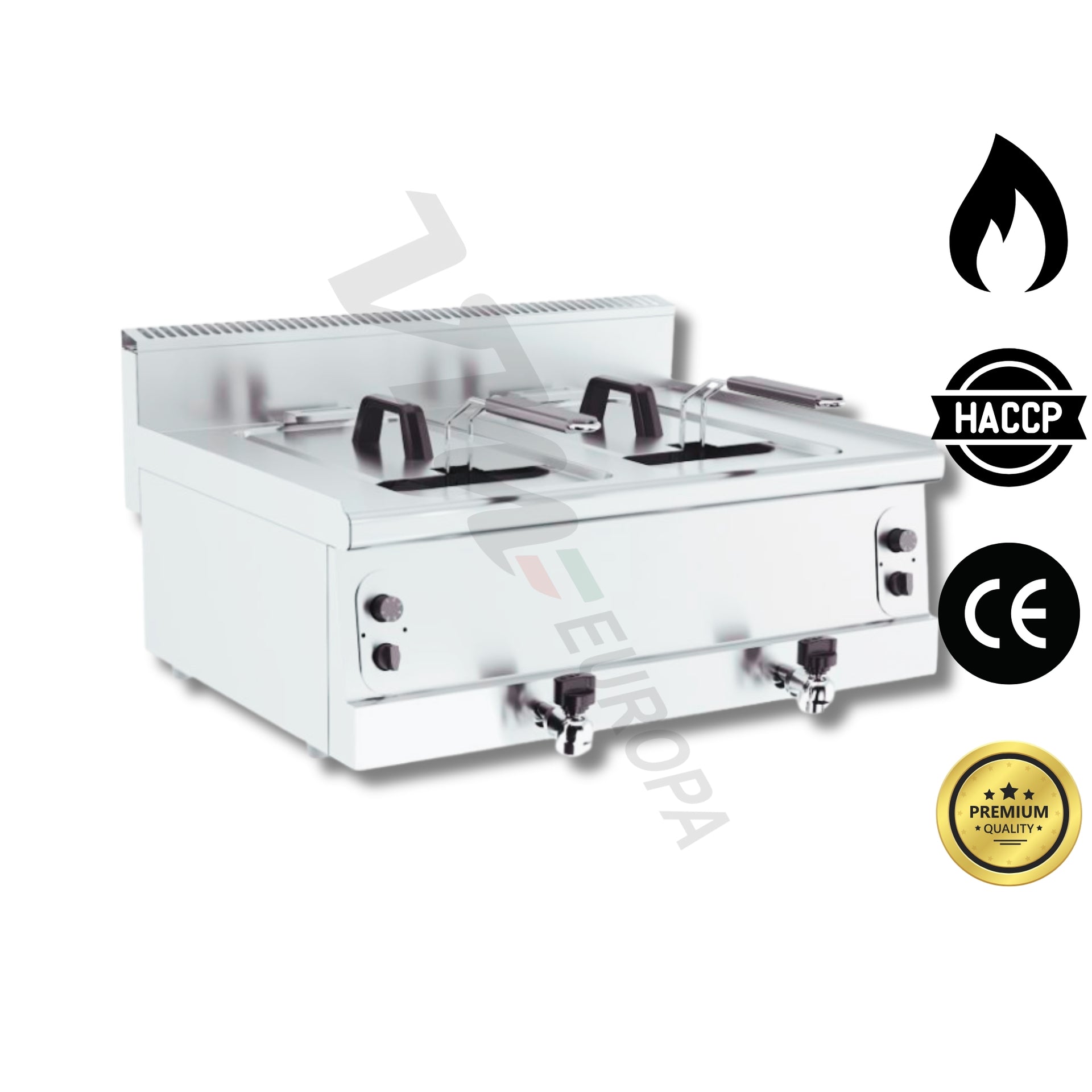 Profi Gas-Friteuse 2x8L - 12 kW Gesamtleistung - Gastro-Qualität - 7178.0085