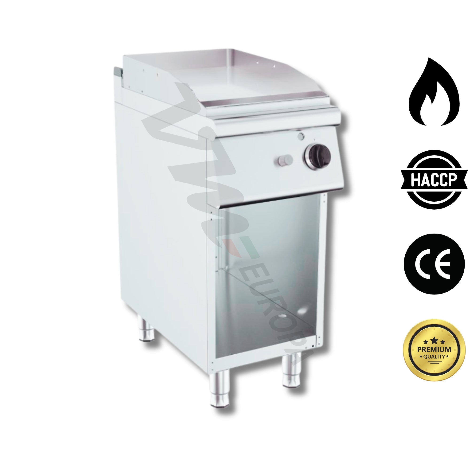 Gas Grillplatte 40x70cm glatt - 6,5kW Gastro Griddle Edelstahl - Profi Bratplatte