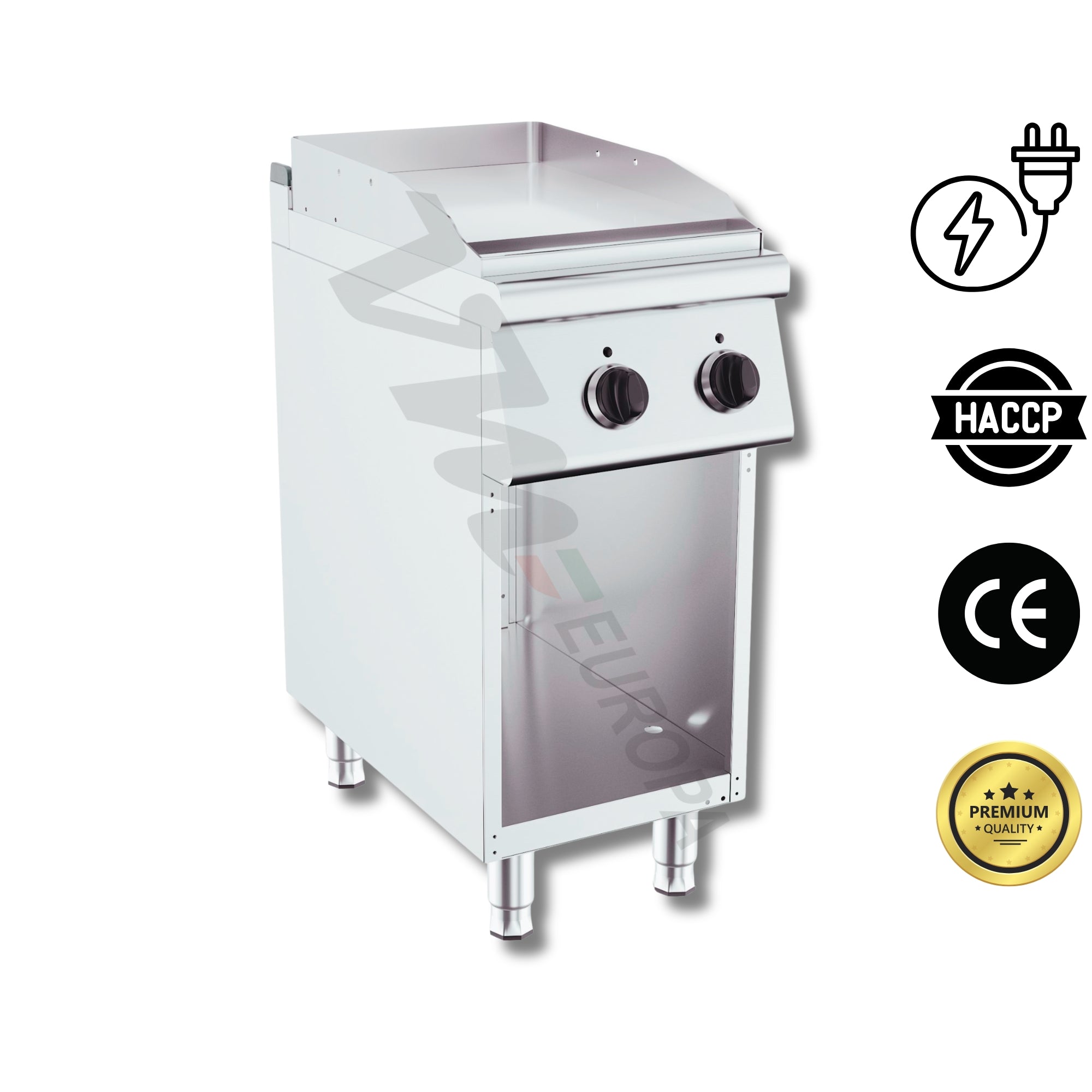 Elektrische Grillplatte 40x70cm glatt - 3,6kW Gastro Griddle Edelstahl - Profi Bratplatte