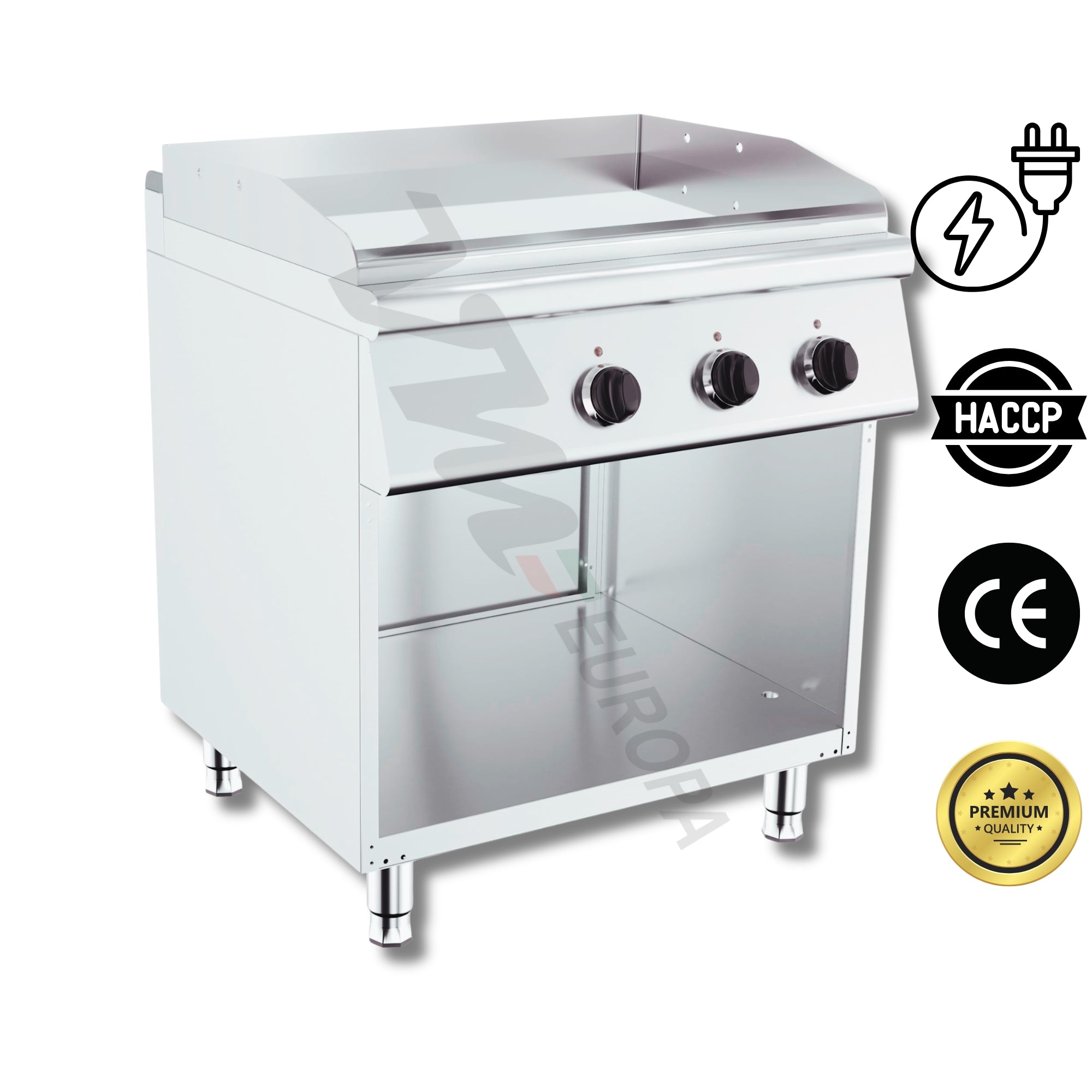 Elektro Grillplatte glatt chrom 7,2kW, 800x700x900mm - 7178.0460