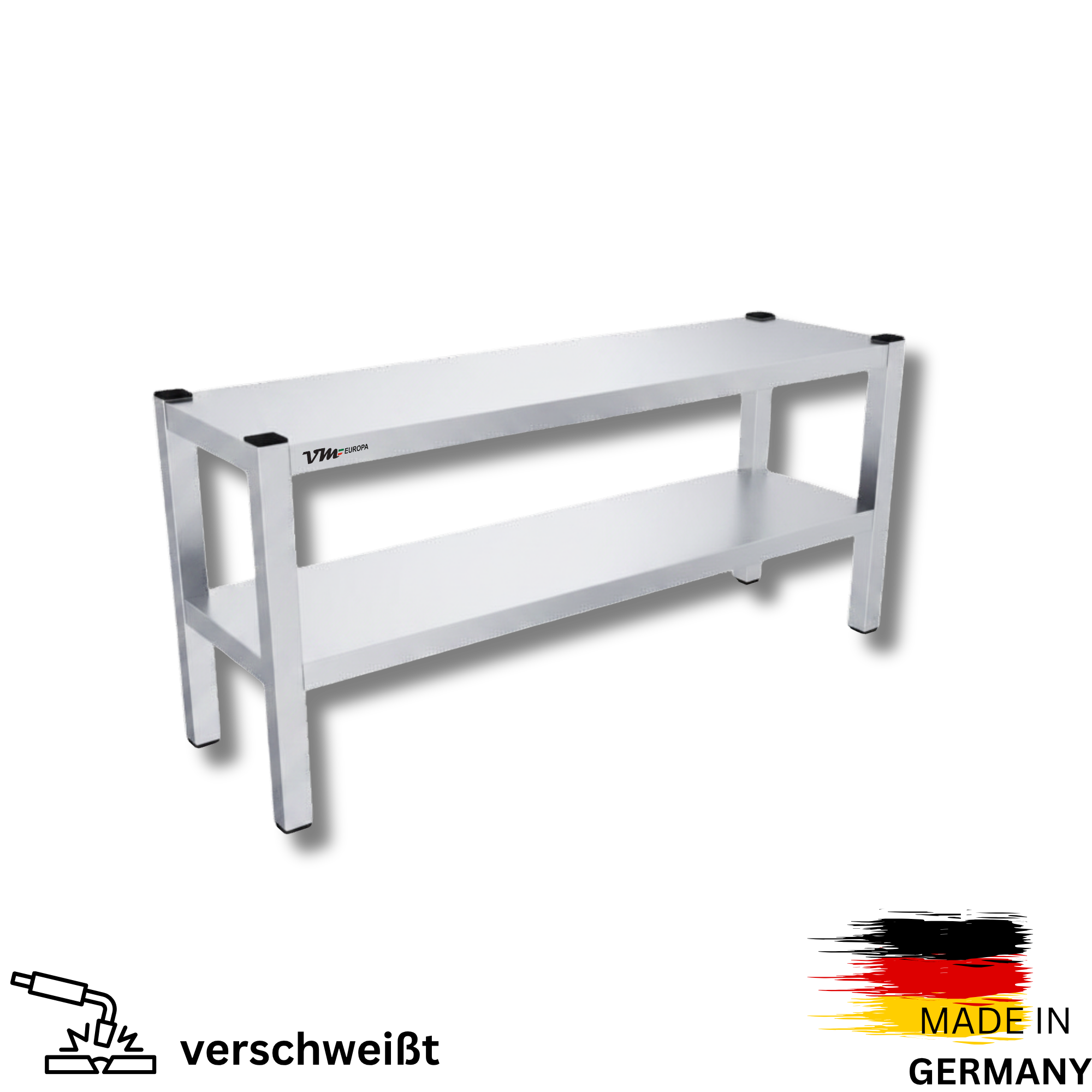 Edelstahl Aufsatzbord - 2 Böden - AISI 430 - komplett verschweißt  - Tragfähigkeit 50 kg/m²- alle Maße