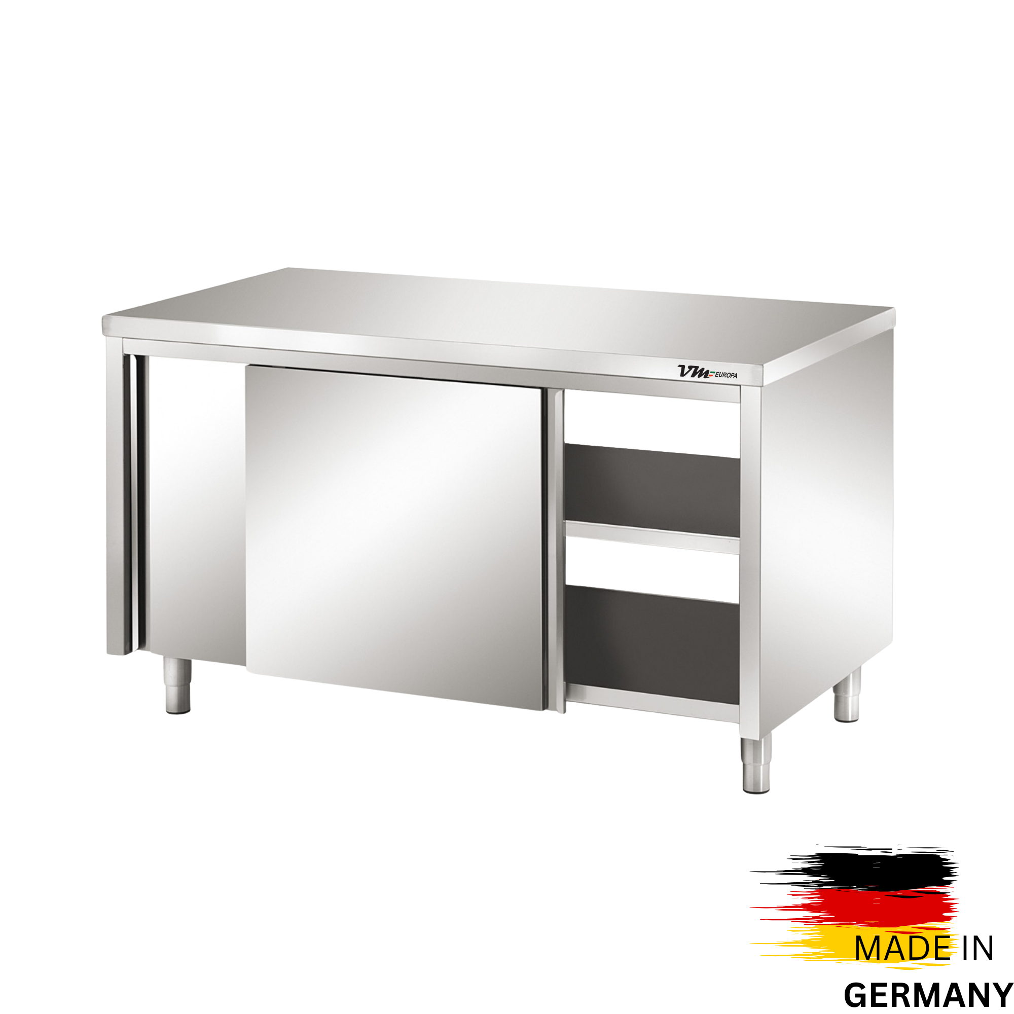 Edelstahl Durchreicheschrank mit Zwischenboden - alle Größen montiert
