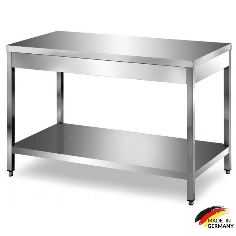 Edelstahl Arbeitstisch mit Grundboden Premium - alle Größen zur selbstmontage oder verschweißt