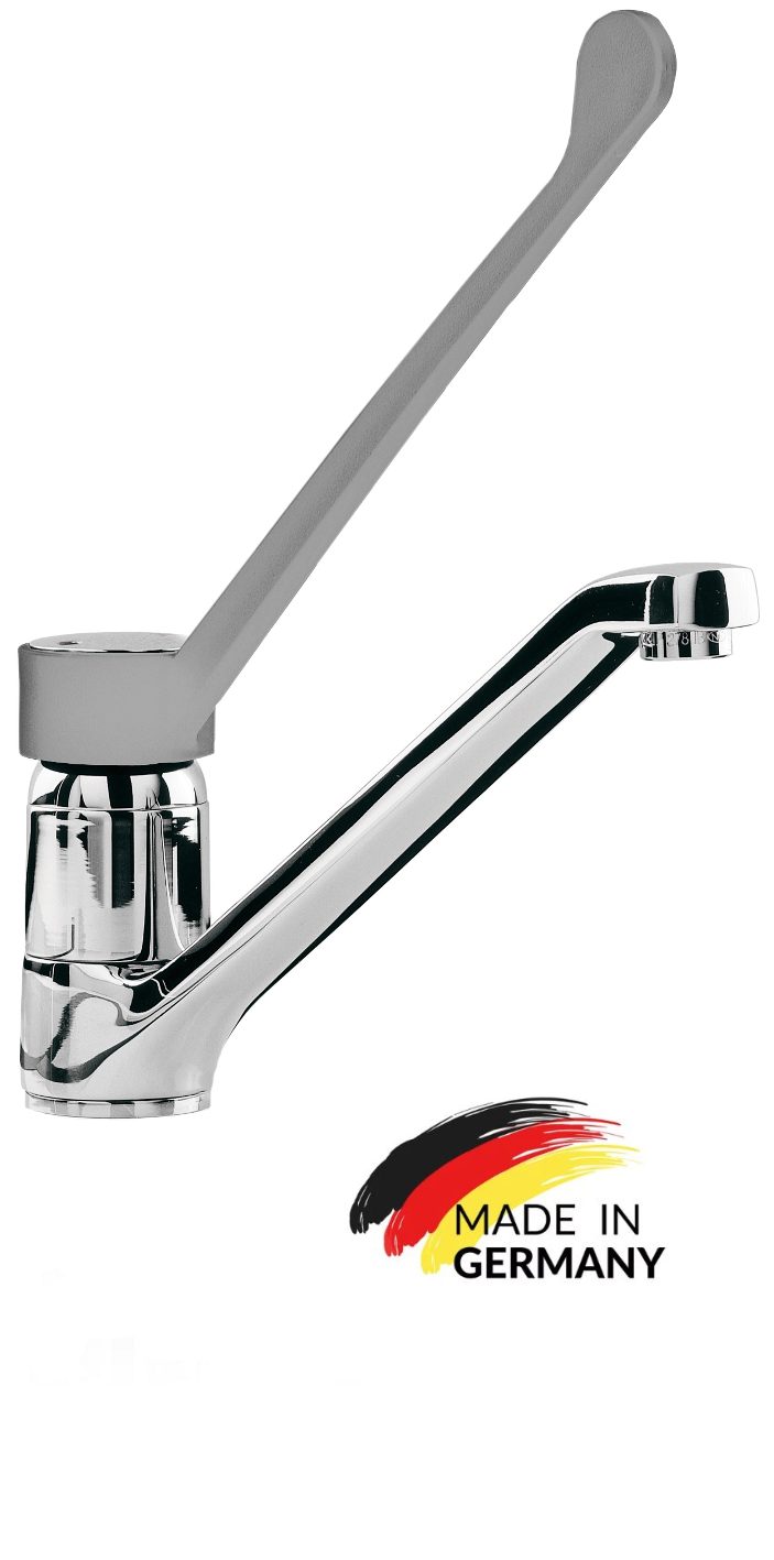 VM Europa - Einhebelmischarmatur mit Ellenbogenbedienung - 220 x 150 mm - Schwenkauslauf - Warm- und Kaltwasser - Kunststoffgriff - Mundstück M22