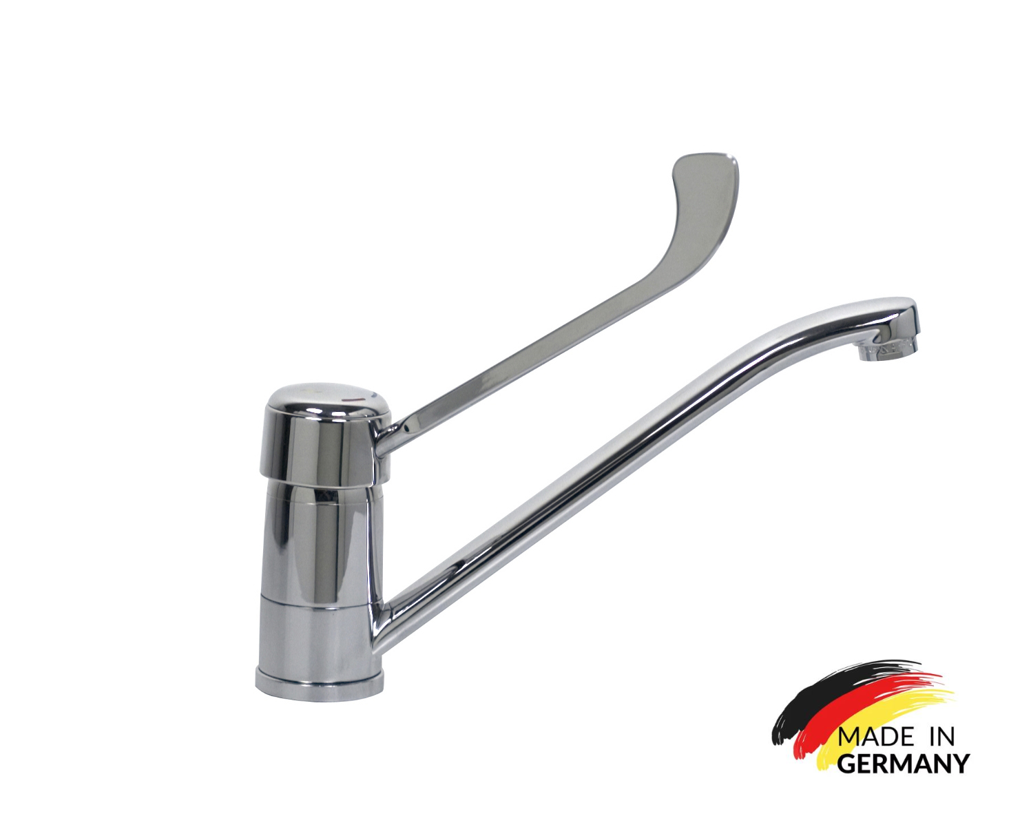 VM Europa - Einhebelmischarmatur mit Ellenbogenbedienung verchromt - 220 x 150 mm - Schwenkauslauf - Warm- und Kaltwasser - Chromgriff - Mundstück M22