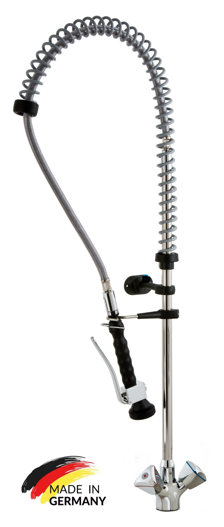 VM Europa - Geschirrwaschbrause für Gastro Küchen - 120 cm Höhe - Lochbohrung 29mm - biegsamer Wasserhahn Armaturen Gastronomie Wand Armatur