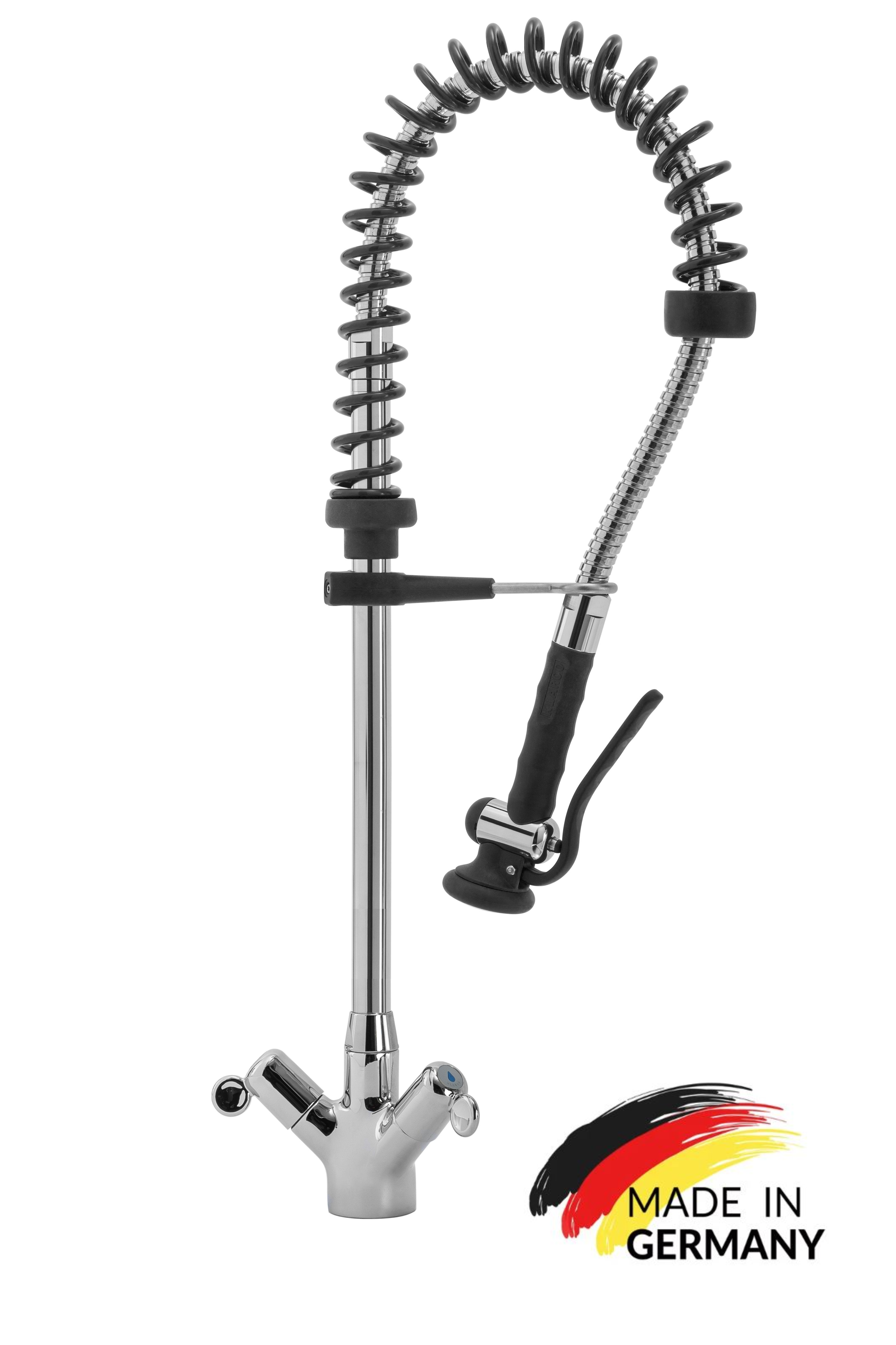 VM Europa - Geschirrbrause klein für Gastronomie - 60 x 20 cm - Lochbohrung 29mm - biegsamer Wasserhahn Armaturen Gastronomie Wand Armatur