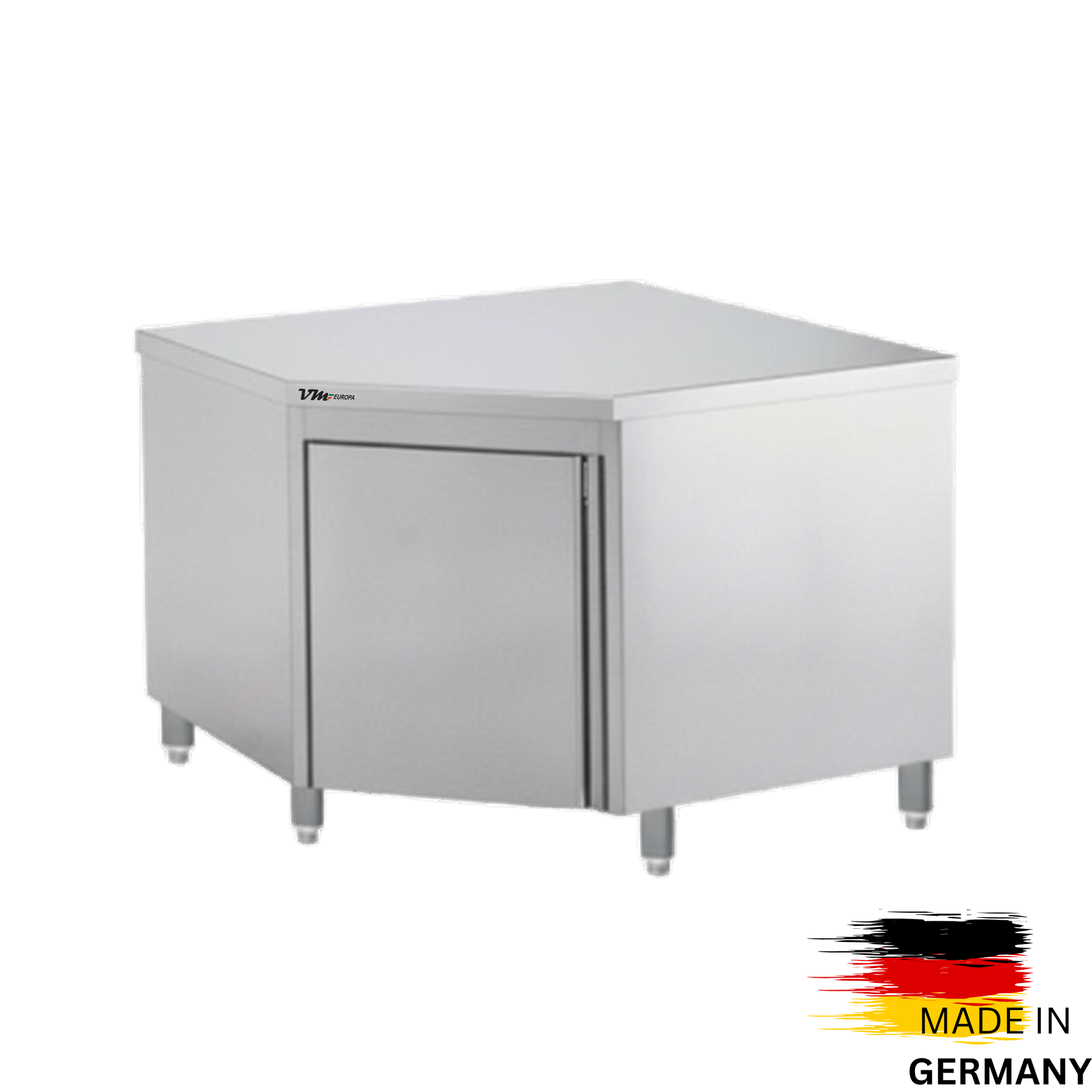 Edelstahl Eckarbeitsschrank PREMIUM mit Flügeltür & Aufkantung 1000mm - alle Größen