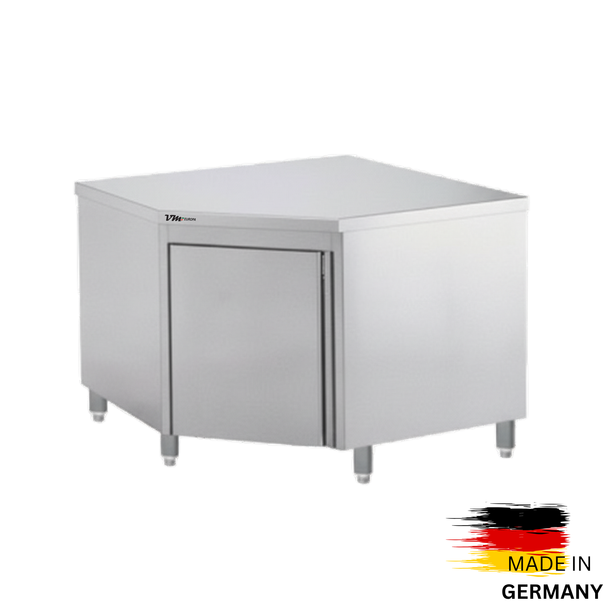 Edelstahl Eckarbeitsschrank PREMIUM mit Flügeltür & Aufkantung 1000mm - alle Größen