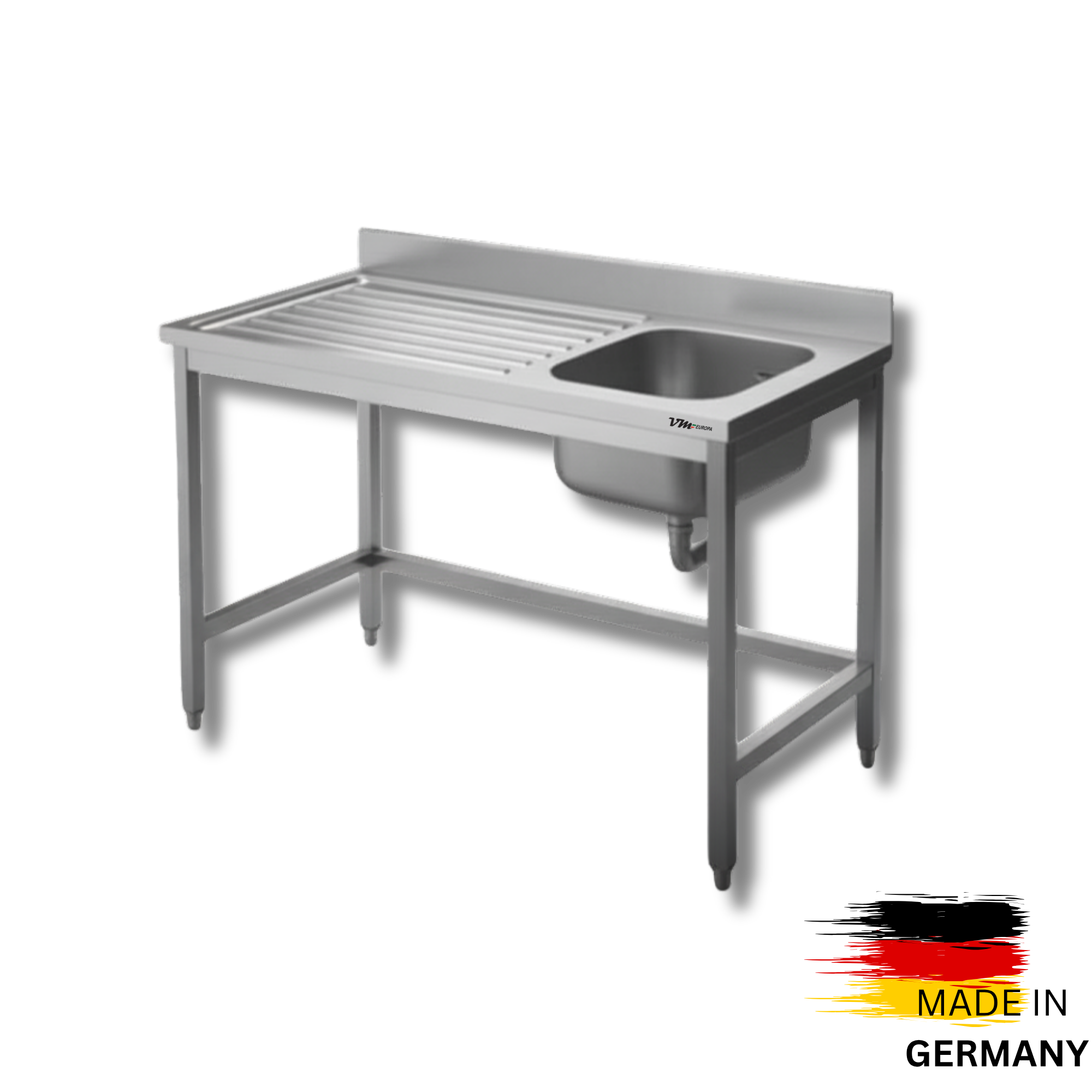 Edelstahl Spültisch 1 Becken rechts, ohne Grundboden, mit Aufkantung, Simple - alle Größen zur selbstmontage oder verschweißt