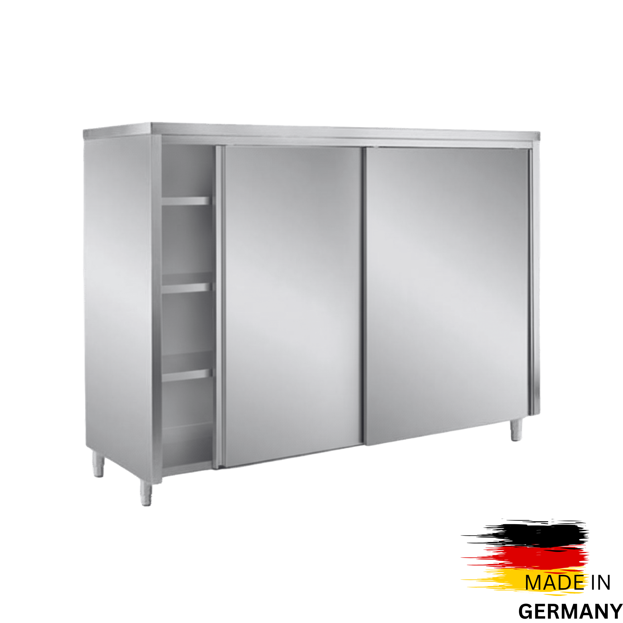 Edelstahl Geschirrschrank Premium - 2 Schiebetüren - Höhe: 1800mm - verschiedene Maße