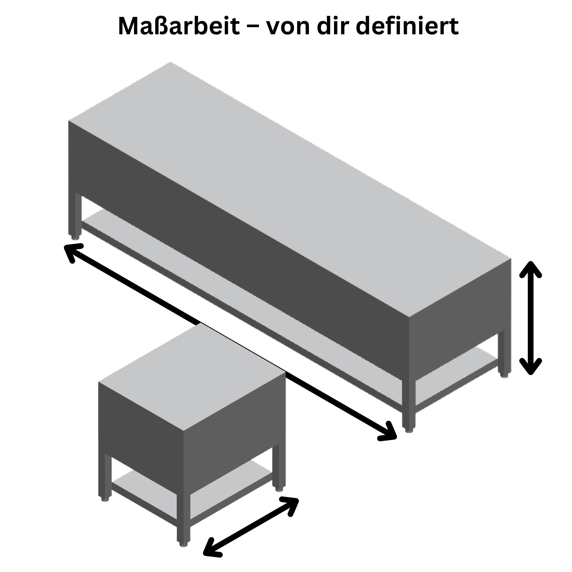 Edelstahl Grilltisch, Untertisch, Unterbau Tisch mit Grundboden  in allen Größen - VM Europa