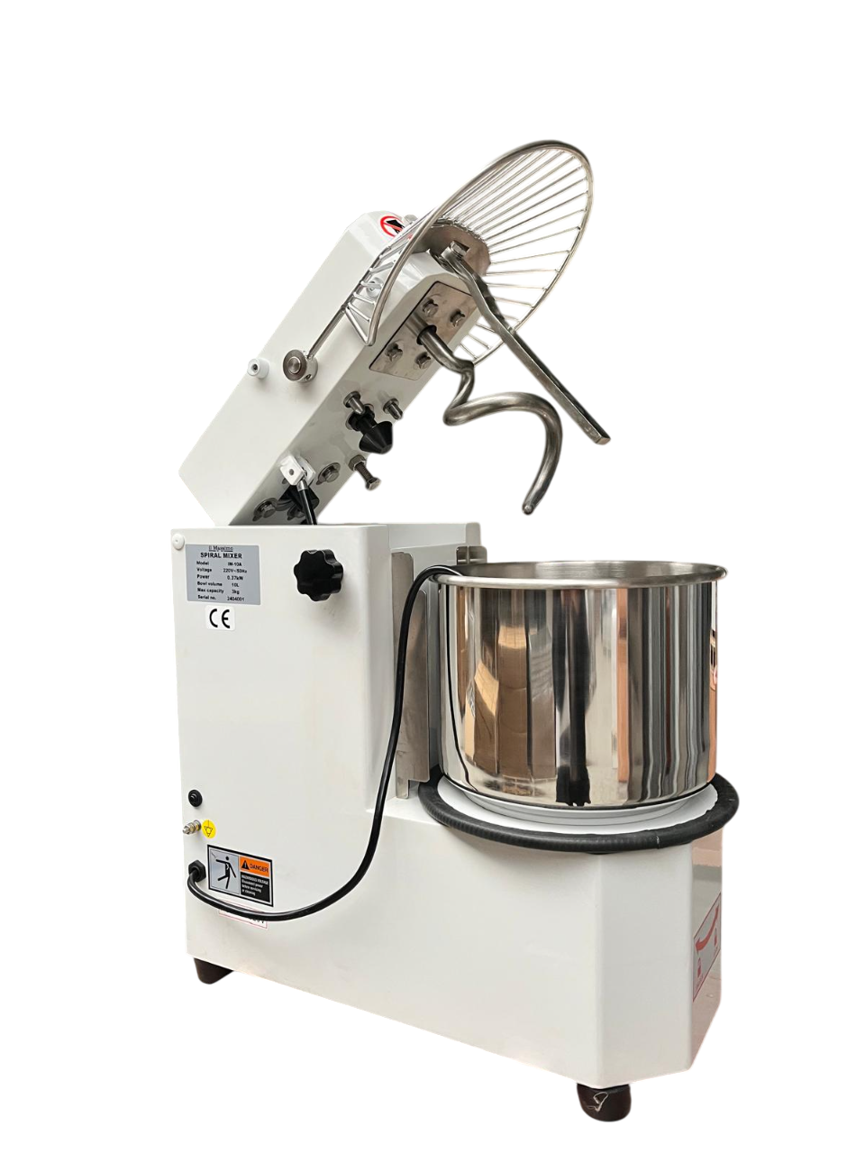 Professionelle Teigknetmaschine 10L | 1 Geschwindigkeit | Abnehmbare Rührschüssel | 9kg Teig | 370W | 230V | Edelstahl