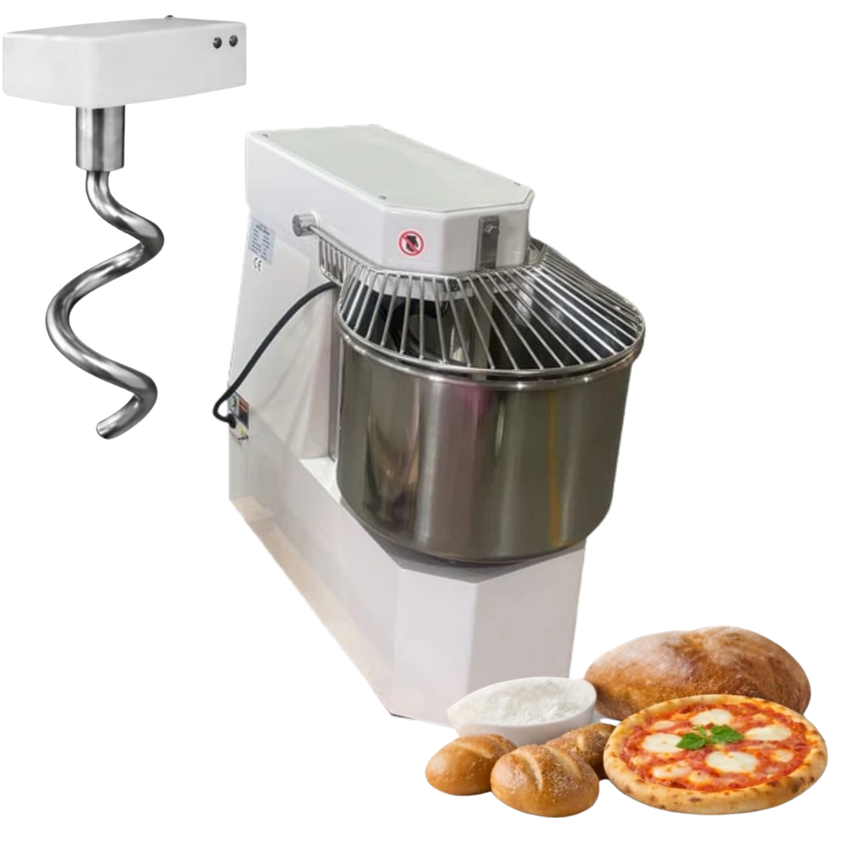 Professionelle Teigknetmaschine 30L | 2 Geschwindigkeiten | Feste Rührschüssel | 26kg Teig | 1500W | 380V | Edelstahl