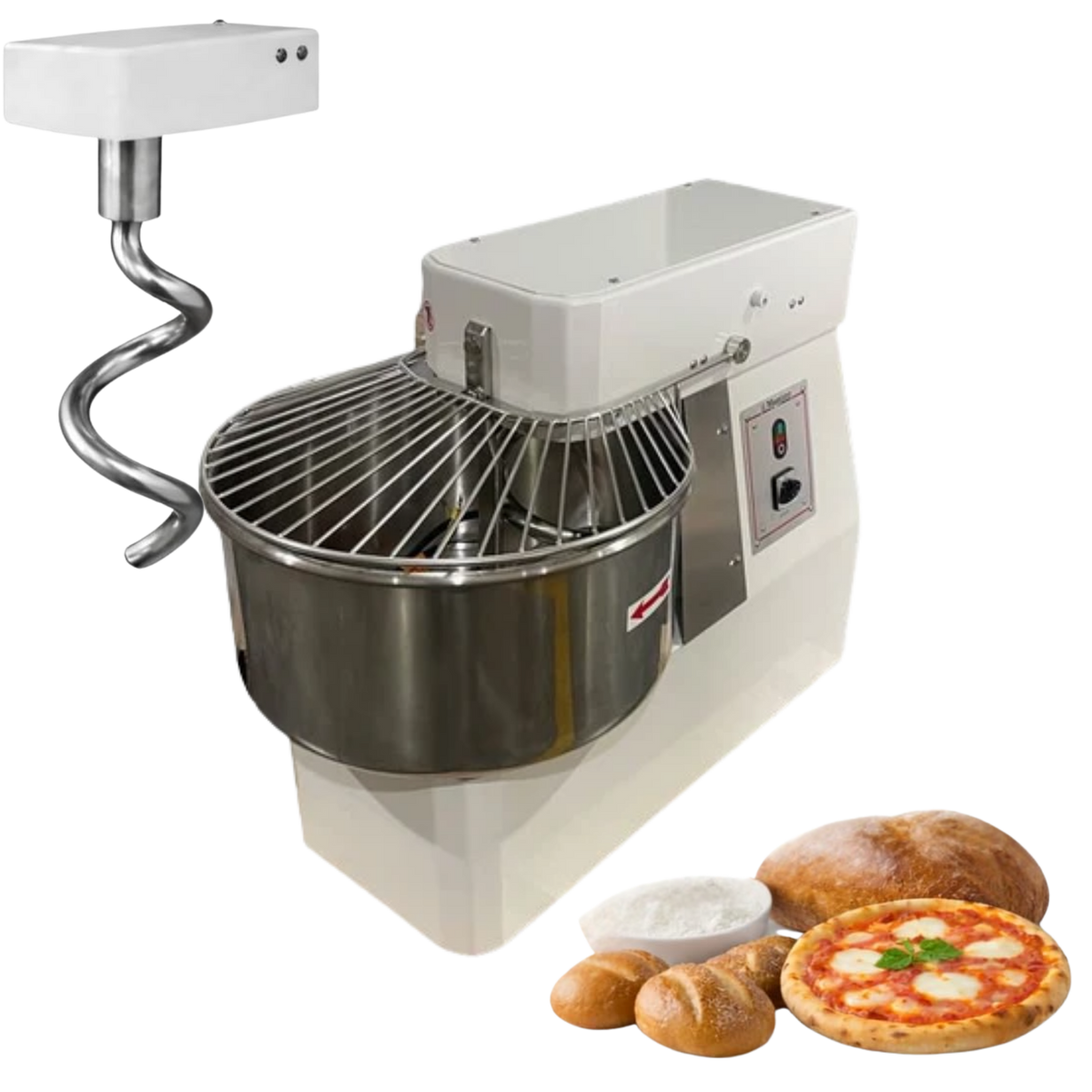 Professionelle Teigknetmaschine 40L | 2 Geschwindigkeiten | Feste Rührschüssel | 38kg Teig | 1500/2200W | 380V | Edelstahl
