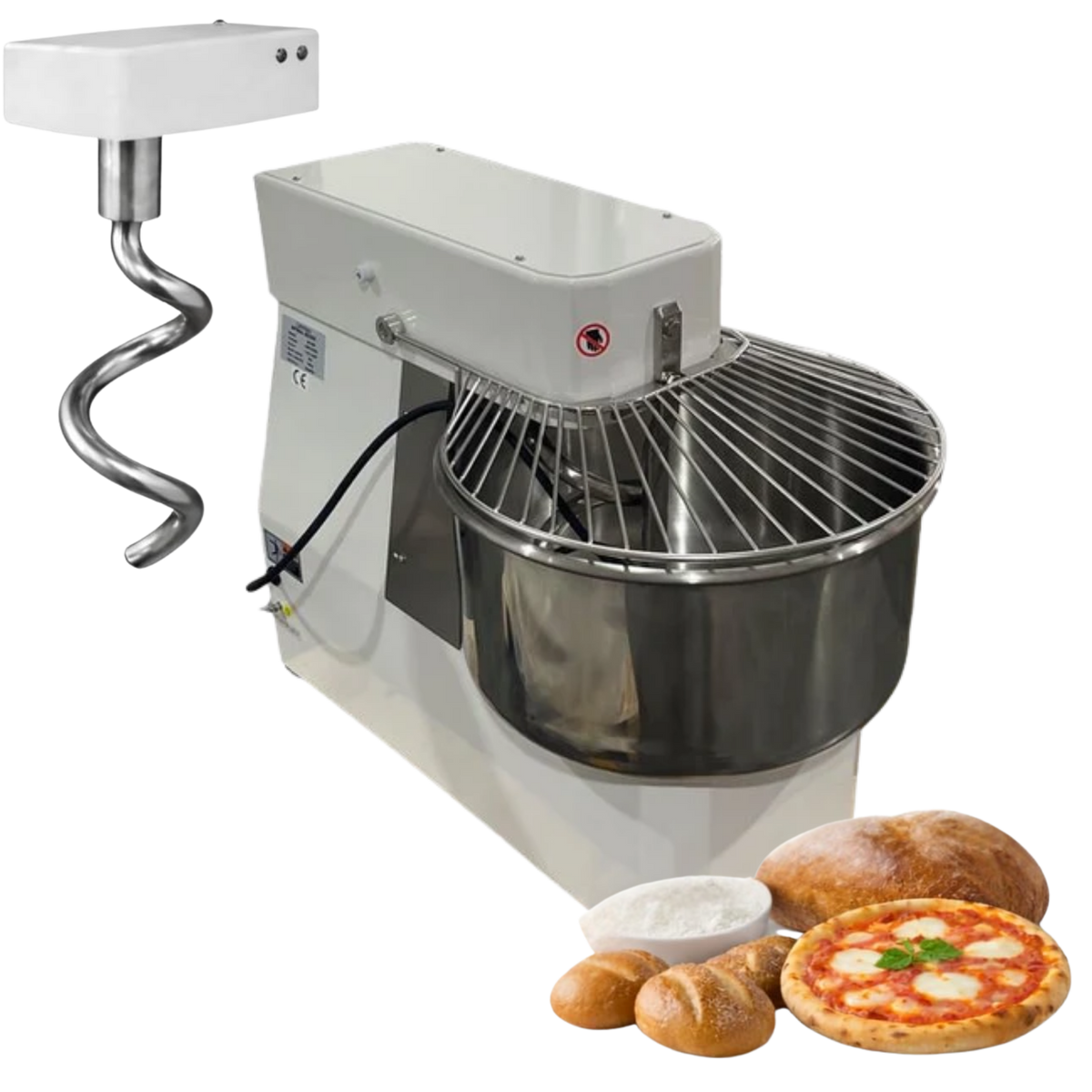 Professionelle Teigknetmaschine 50L | 1 Geschwindigkeit | Feste Rührschüssel | 44kg Teig | 2200W | 230V | Edelstahl