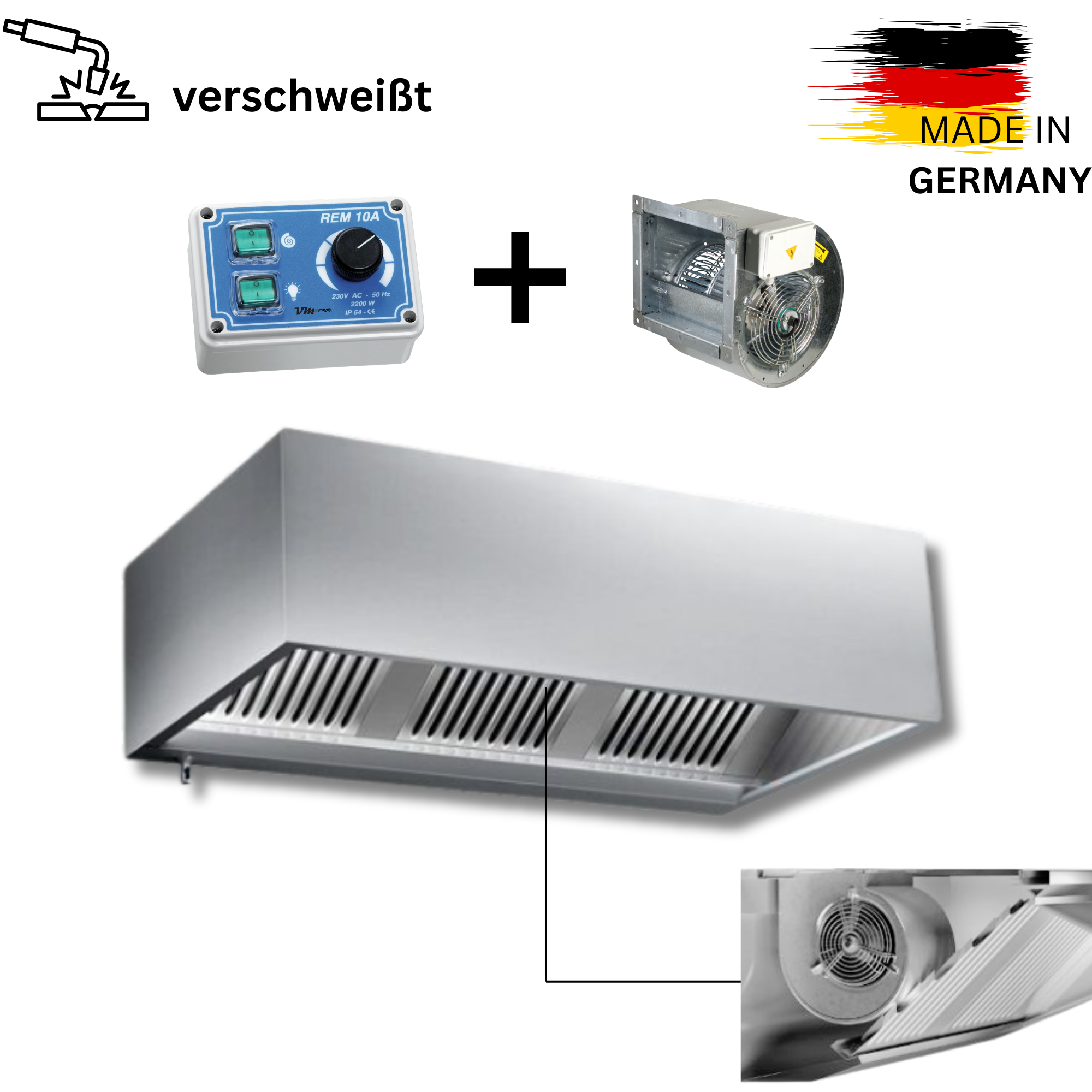 Kastenhauben mit Motor, Kastenhauben, Lüftungstechnik, 110er Kastenhaube