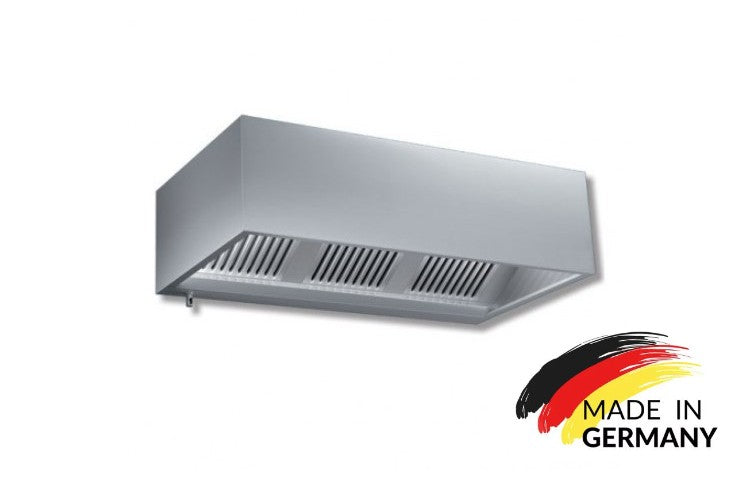 Edelstahl Kastenhaube ohne Motor in verschiedenen Maßen - mit Flammenschutz Filter Typ A und LED Lampe - VM Europa