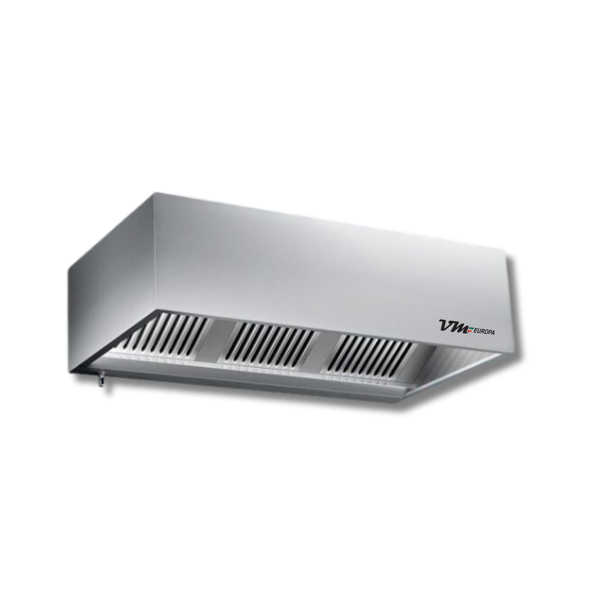 90er Edelstahl Kastenhaube - 90cm tief - ohne Motor - mit Flammenschutz Filter und LED Lampe - VM Europa