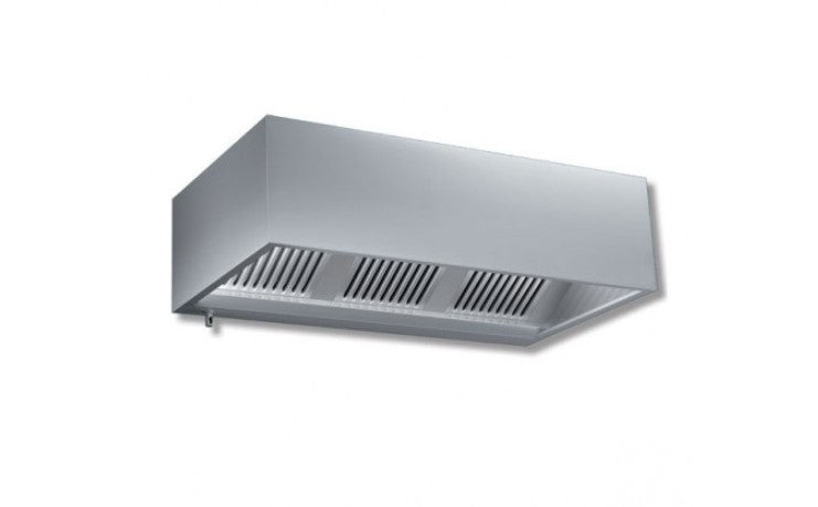 Edelstahl Kastenhaube mit Motor und Regler als Set in verschiedenen Maßen - mit Flammenschutz Filter Typ B und LED Lampe - VM Europa