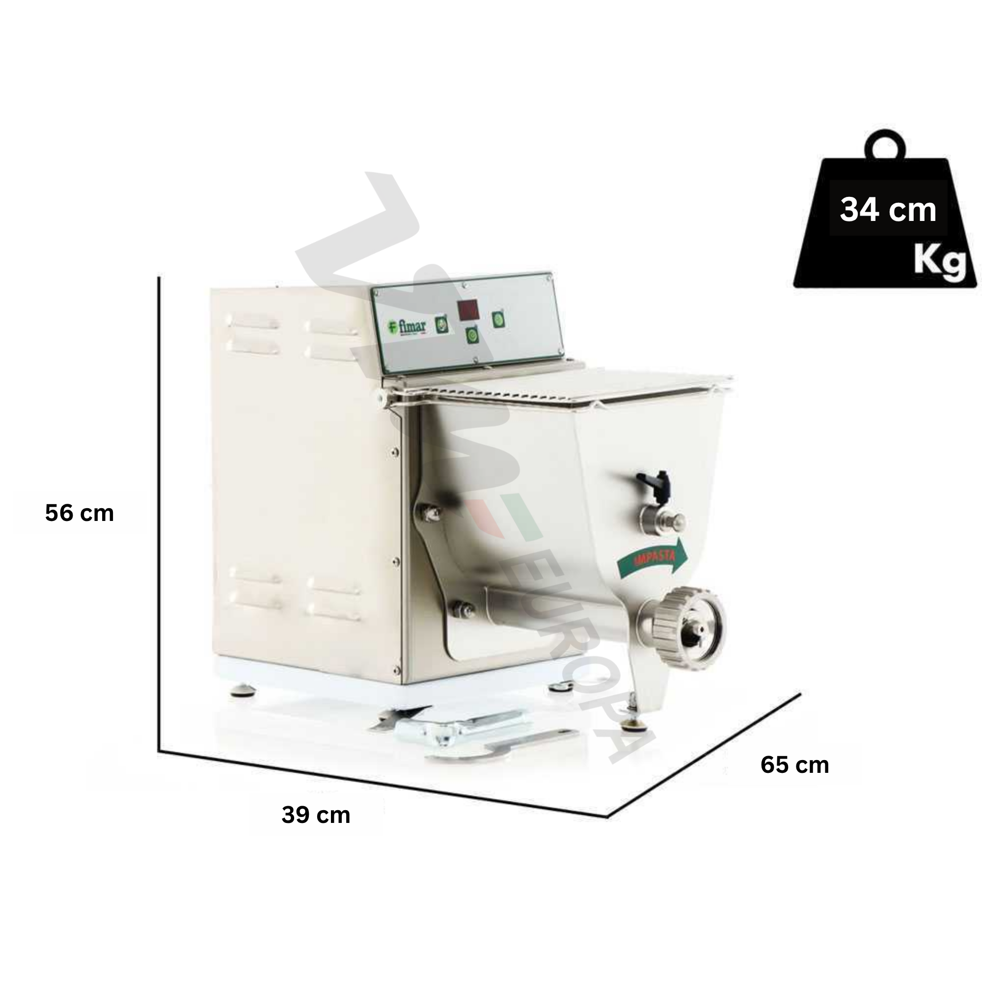 Fimar PF25E - Professionelle Nudelmaschine 2-in-1 - zum Kneten und Pressen