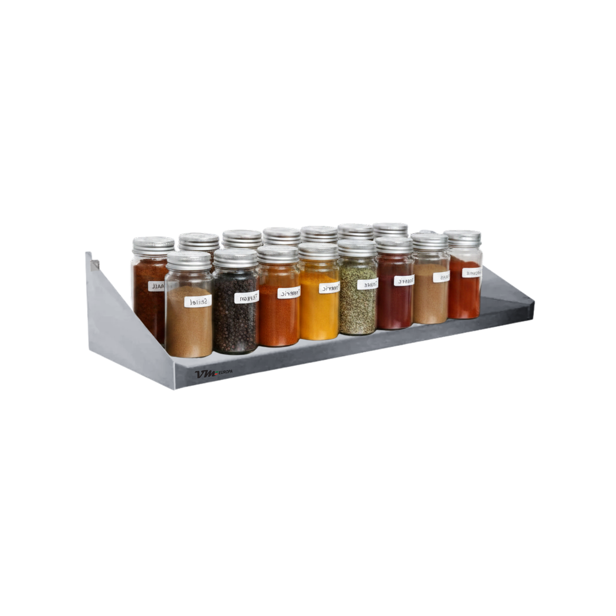 VM Europa - Edelstahl Wandbord - Einfach Montierbar - AISI 430 Legierung - Wandregal Küchenregal Gastro Edelstahlregal