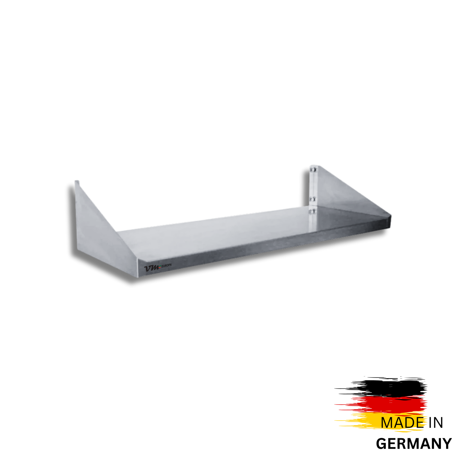 VM Europa - Edelstahl Wandbord - Einfach Montierbar - AISI 430 Legierung - Wandregal Küchenregal Gastro Edelstahlregal