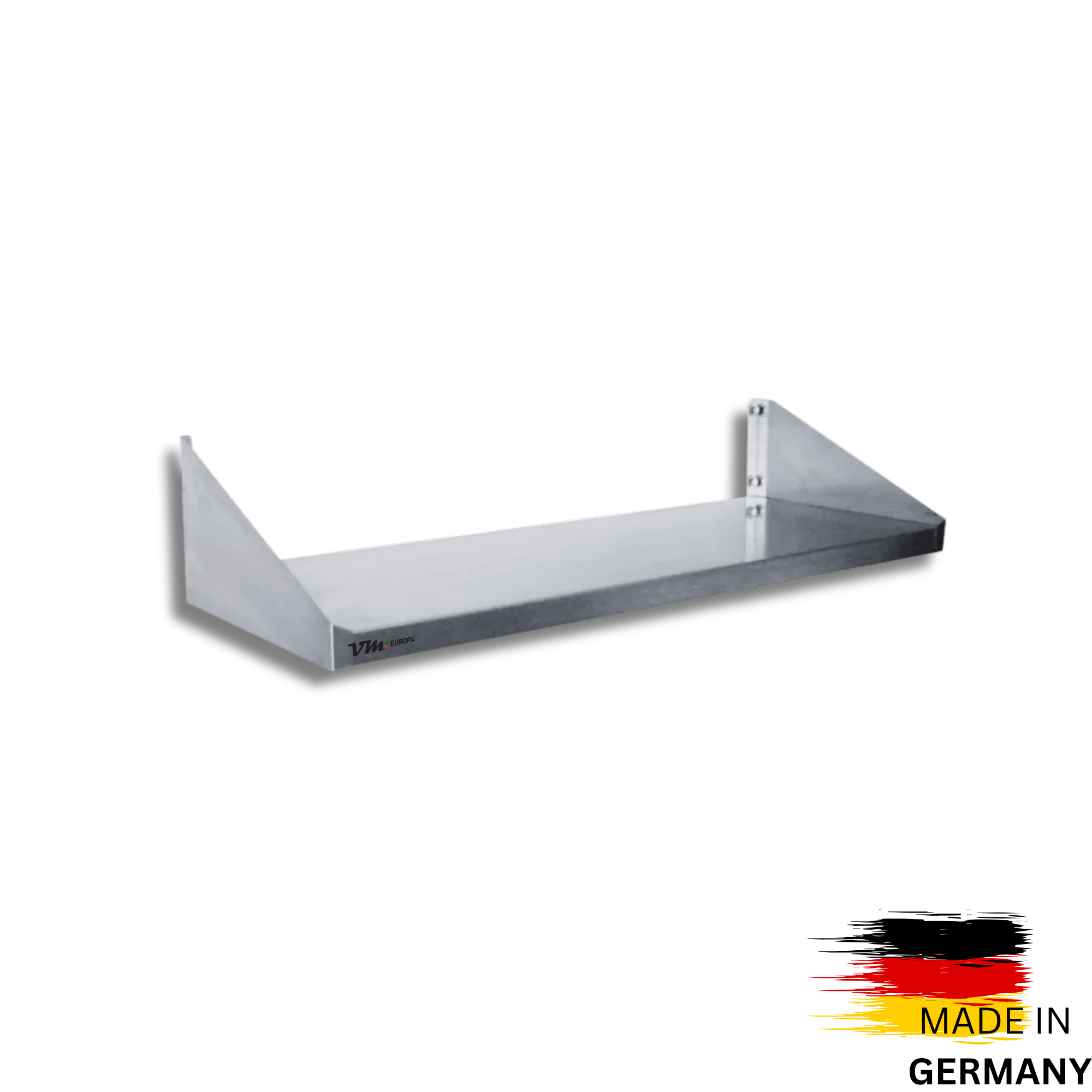 VM Europa - Edelstahl Wandbord - Einfach Montierbar - AISI 430 Legierung - Wandregal Küchenregal Gastro Edelstahlregal
