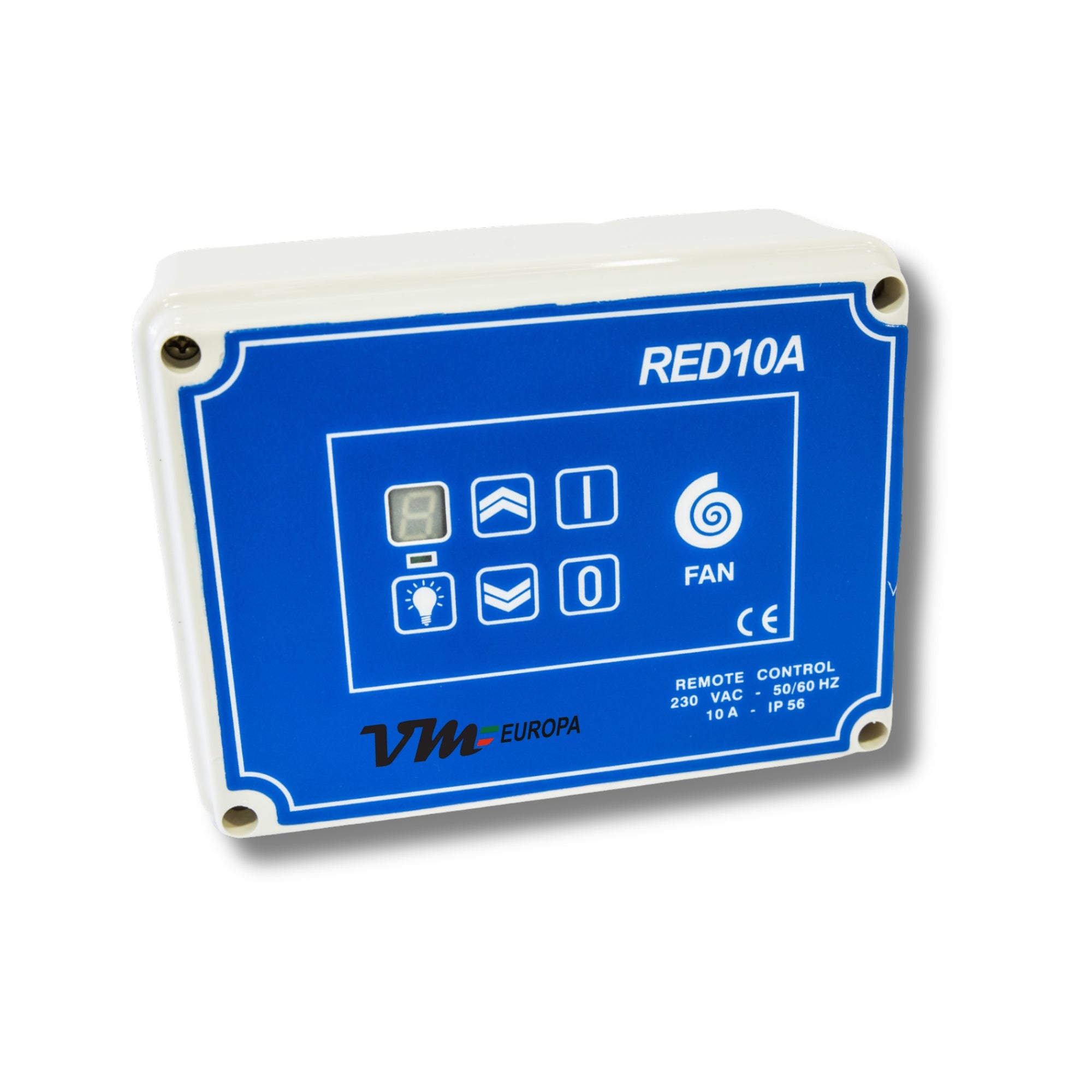 VM Europa - Drehzahlregler RED10A Poti Digital - 130 x 85 x 60 mm - IP55 Schutzklasse - Digitaler Potentiometer Steuerung - Max. 10A/2300W - Für Dunstabzugshauben Ventilatoren Radialventilatoren Airboxen