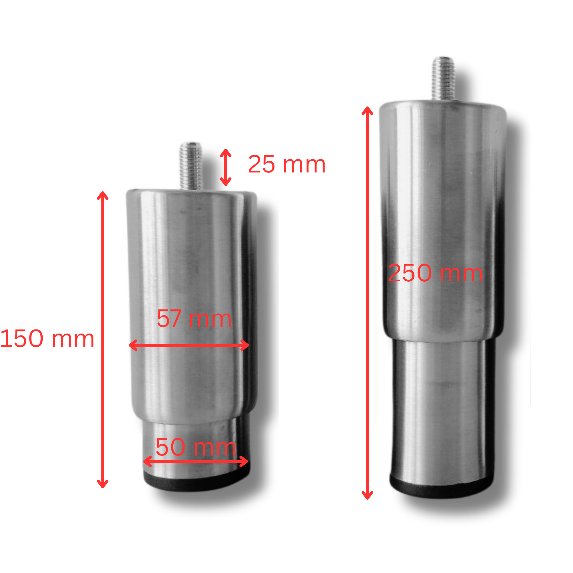 Gastro Standfuß - 15 cm Höhe - Höhenverstellbar bis 5 cm - Edelstahllegierung AISI 304 - Grilltisch Zubereitungstisch Arbeitstisch Edelstahltisch Gastro Tisch