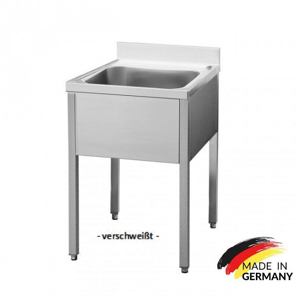 Edelstahl Spültisch 1 Becken mittig, ohne Grundboden, mit Aufkantung, Premium - alle Größen zur selbstmontage oder verschweißt