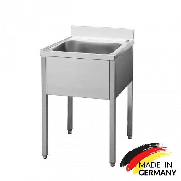Edelstahl Spültisch 1 Becken mittig, ohne Grundboden, mit Aufkantung, Premium - alle Größen zur selbstmontage oder verschweißt