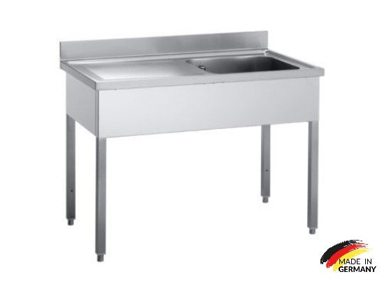 Edelstahl Spültisch 1 Becken rechts, ohne Grundboden, mit Aufkantung, Premium - alle Größen zur selbstmontage oder verschweißt