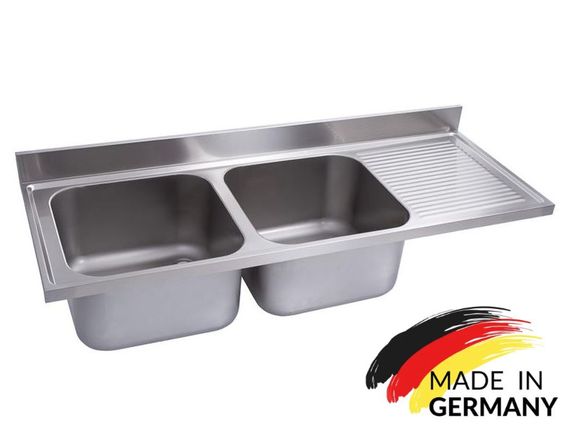 Edelstahl Spülabdeckung 2 Becken links - alle Größen - Spüle Abdeckung Gastrospüle Edelstahlspüle