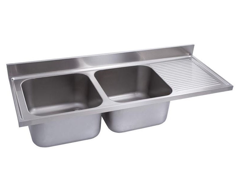 Edelstahl Spülabdeckung 2 Becken links - alle Größen - Spüle Abdeckung Gastrospüle Edelstahlspüle