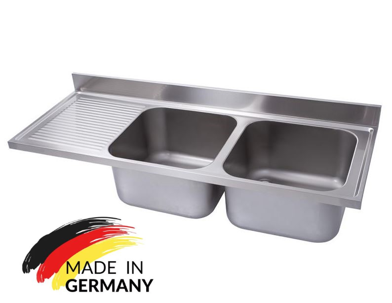 Edelstahl Spülabdeckung 2 Becken rechts - AISI 201 - alle Größen - Spüle Abdeckung Gastrospüle Edelstahlspüle