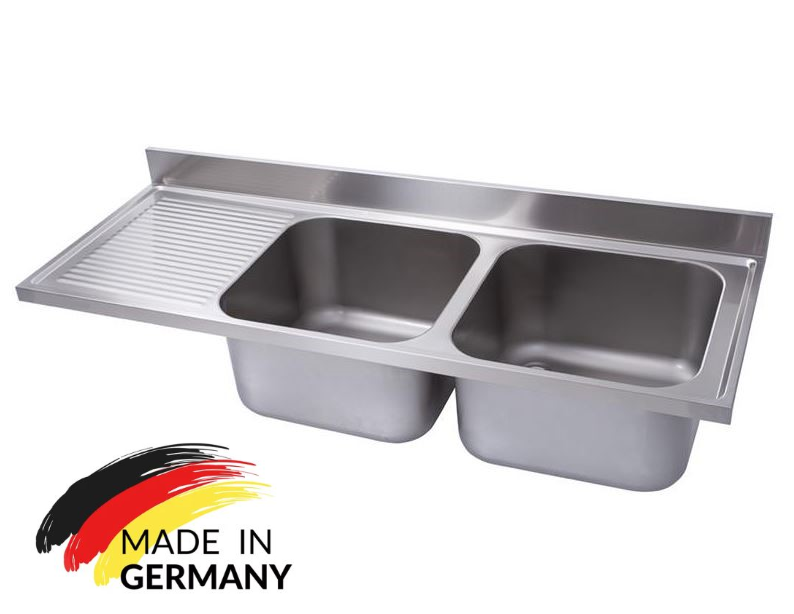 Edelstahl Spülabdeckung 2 Becken rechts - alle Größen - Spüle Abdeckung Gastrospüle Edelstahlspüle