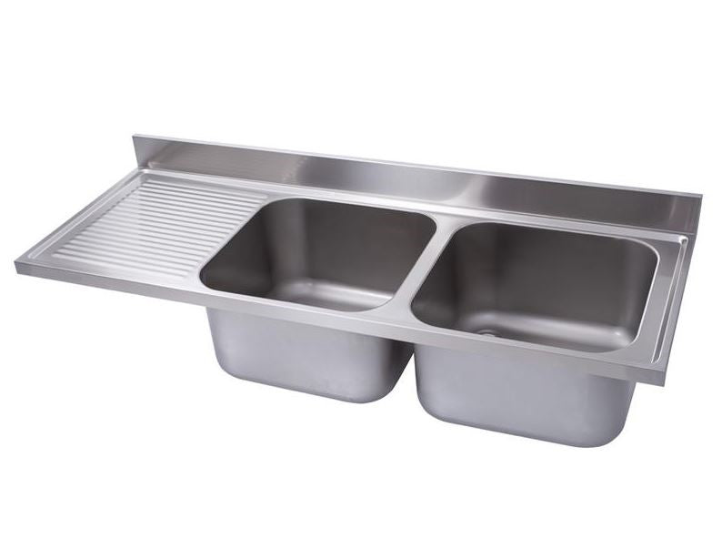 Edelstahl Spülabdeckung 2 Becken rechts - AISI 201 - alle Größen - Spüle Abdeckung Gastrospüle Edelstahlspüle