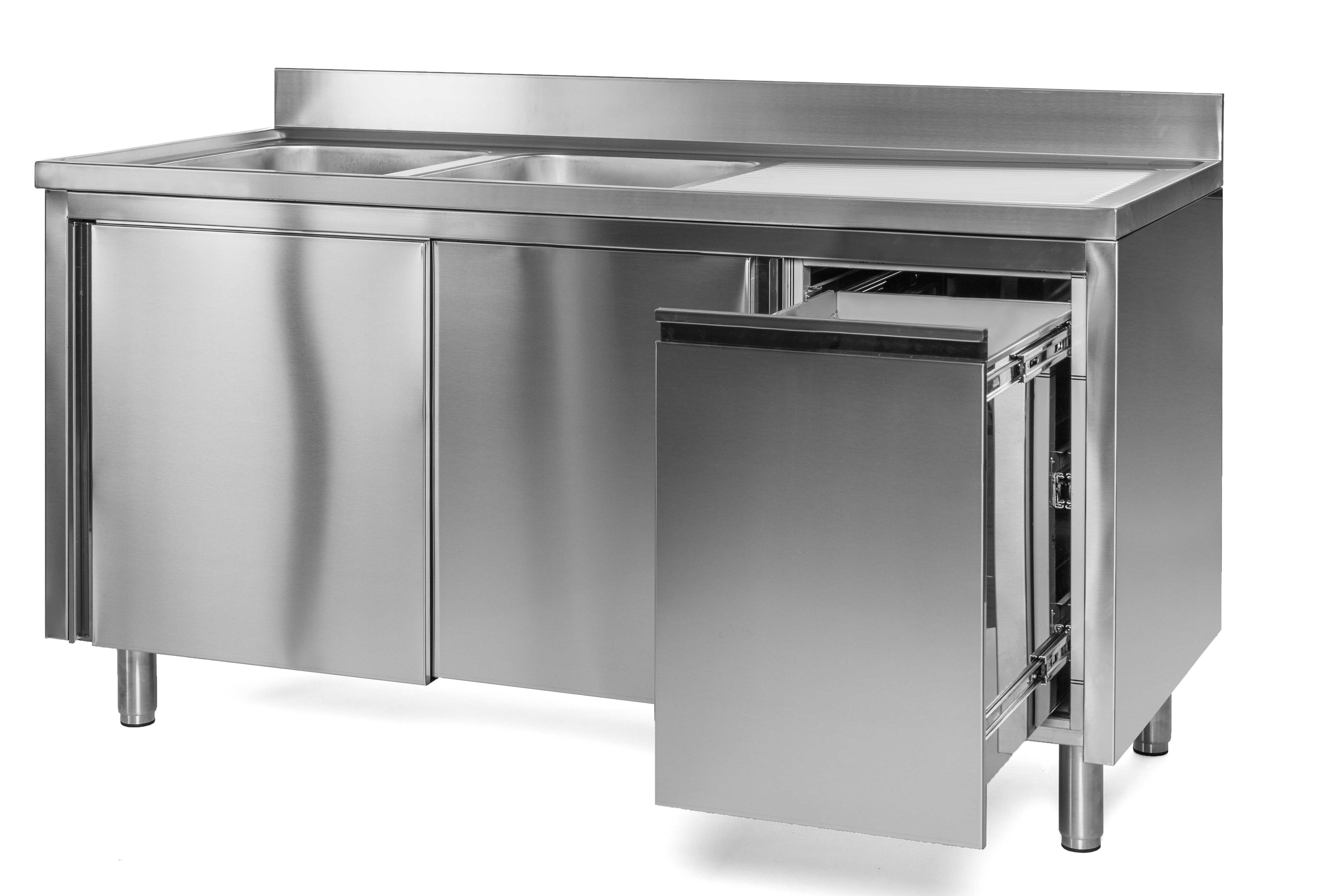 Spülschränke + 2 Becken, Edelstahlmöbel, Spültechnik