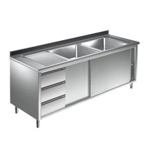 Spülschränke + 2 Becken, Edelstahlmöbel, Spültechnik, Schubladenschränke