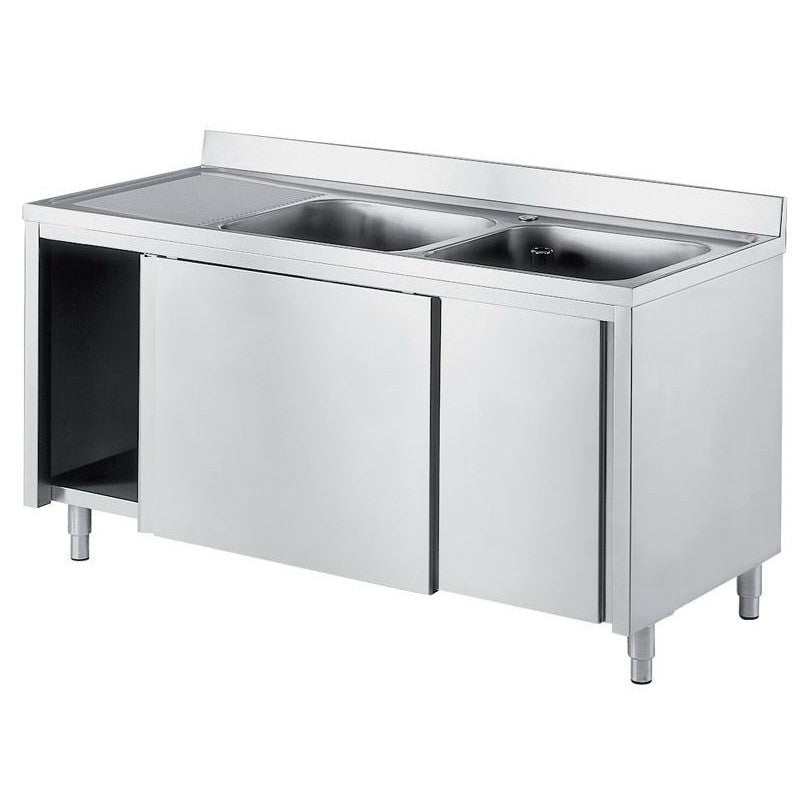Spülschränke + 2 Becken, Edelstahlmöbel, Spültechnik