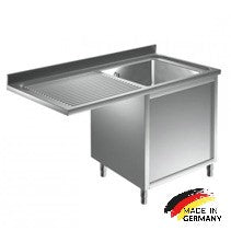 Edelstahl Spülmaschinenschrank bzw. Spülschrankzentrum, 1 Becken rechts, mit Aufkantung, Premium - alle Größen montiert