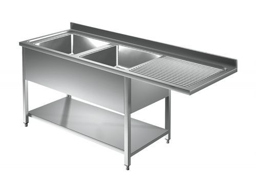 Spülmaschinentische 2 Becken, Edelstahlmöbel, Spültechnik, Spülmaschinentische